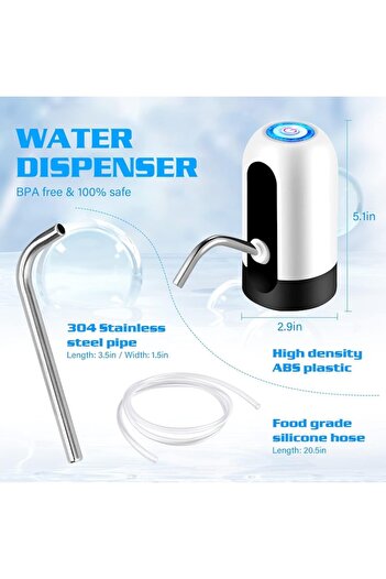 dalimag Water dispensing pump, for 5-gallon bottles, portable, USB charging, for office and outdoor activiti