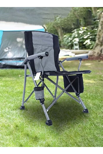 Cady One Folding Camping Chair with Side Storage Pocket, Cup Holder and Padded Armrest