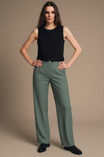 HAKKE High Waist Double Pleated Palazzo Pants