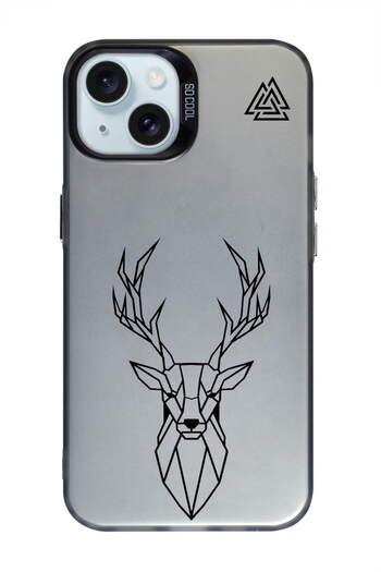 PrintiFy Triangle Deer Design Metallic Look Matte Silicone Case Compatible with iPhone 14