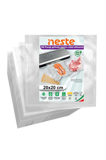 Neste Set 100 Pungi Gofrate Neste® Professional pentru vidare alimente, 20x20 cm
