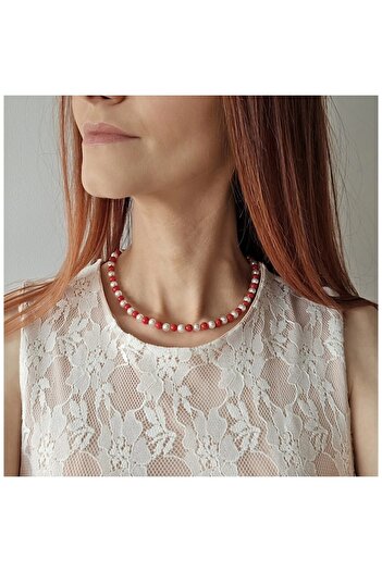 Lexy's Boutique Handmade Adjustable Necklace, Sterling Silver 925 by Lexy's Boutique, Semi-Precious Coral and Multic