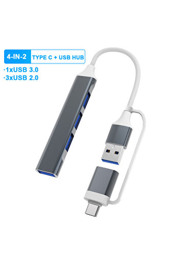 Kebidumei 4-IN-2 B 7-in-2 USB HUB Type C HUB Multi USB Splitter USB Adapter OTG USB to USB 3.0 HUB for Macbook