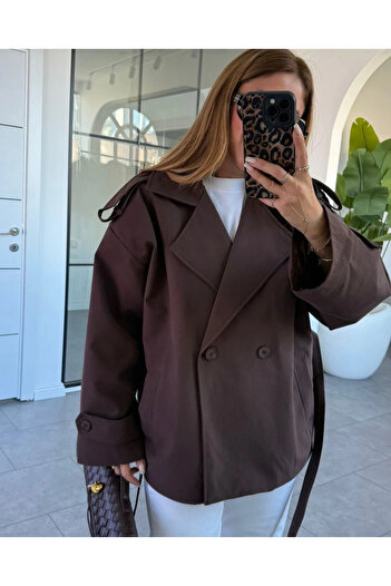 My Blog Brown Jade Short Trench - 9609