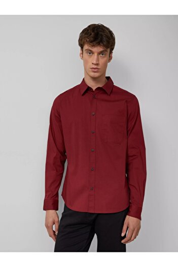 s.Oliver Men's shirt, Slim fit with Kent collar, Dark red