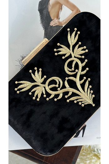 Letafia Turquoise Embroidery Detailed Bag Black