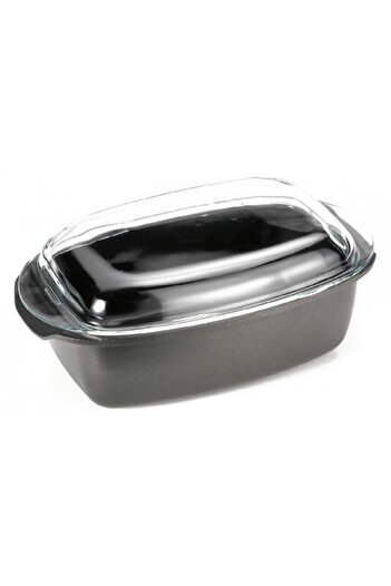 ANTIK ARS Deep baking tray with glass lid 40x21x16cm-6l, aluminum, non-stick coating
