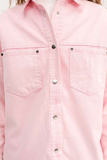 Addax Snap Fastener Denim Jacket C1050
