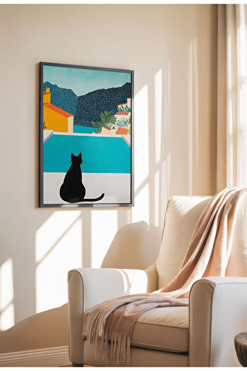 21mxm Black Cat Canvas Print – Digital Artwork on Unframed - Black Cat 01