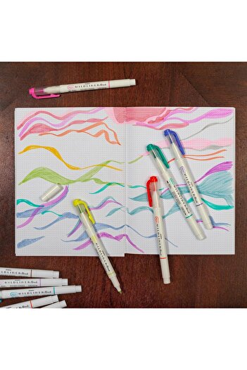 Zebra Pen Mildliner Double Ended Brush Pen, Brush and Point Tips, Assorted Ink Colors, 25-Pack, Mult
