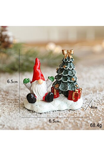 Flippy Resin Christmas Ornament, Flippy, Santa Claus with Tree, 6.5 x 6.5 x 4 cm, Red White Green
