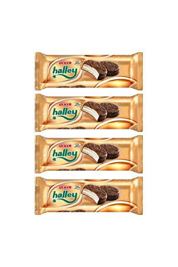 Ülker Halley Chocolate Coated Sandwich Biscuits 8 Pieces 240 g X 4 Pieces