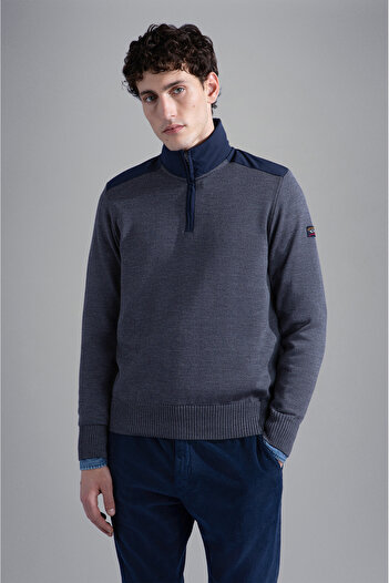PAUL&SHARK MEN'S ZIPPED PULLOVER C.WWOOL