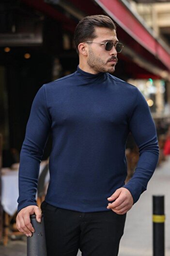 Aymood Men's Turtleneck Modal Fabric Stretchy Sweater