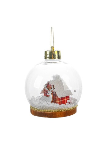 Flippy LED Christmas Tree Globe, Flippy, Globe with House and Reindeer, Diameter 10 cm, Transparent
