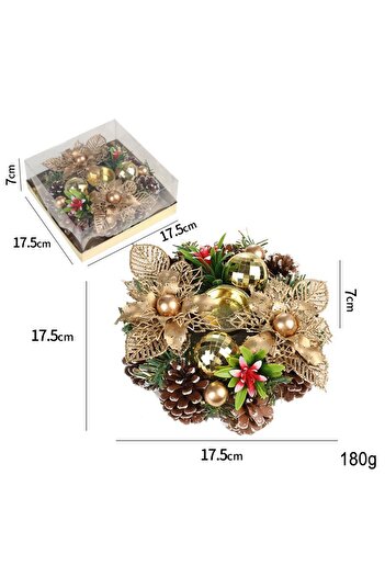Flippy Suport Lumanare, Flippy, Cupa cu 2 Globutele Aurii si 2 Flori cu Conuri, 7.5 x 17.5 x 7 cm, Auriu
