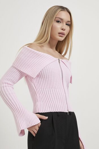 Arma Life Armalife 1180 high neck sleeve slit detail zipped crop women's cardigan