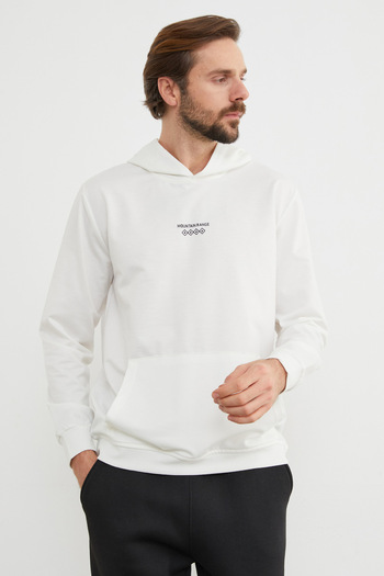 Fulla Moda Mountain Range Text Printed Hooded Sweatshirt