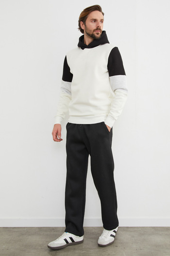 Fulla Moda 3 Thread Arm Color Block Hooded Sweatshirt