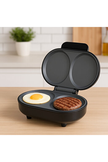 TEHNOSHOP Burger and Omelette Maker 850W, 2 Compartments, Non-Stick Surface