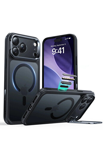 ESR iPhone 17 Pro Max Classic Hybrid HaloLock Kickstand, Black Frost