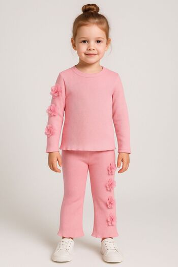 tunays shopping Girl's Floral Detailed Spanish Flared Pants Set