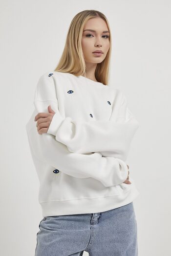 Arma Life Armalife 4014 Eye-Embroidered Bis-Collar Women's Sweatshirt