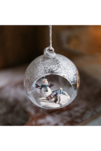 Flippy Christmas Tree Globe, Flippy, Snowman and Little Man, 10.5 x 9 x 9 cm, Transparent