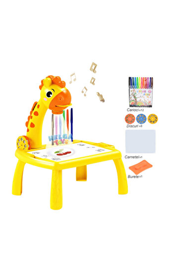 SPEEDSTORE Children's drawing table with musical projector and 10 accessories