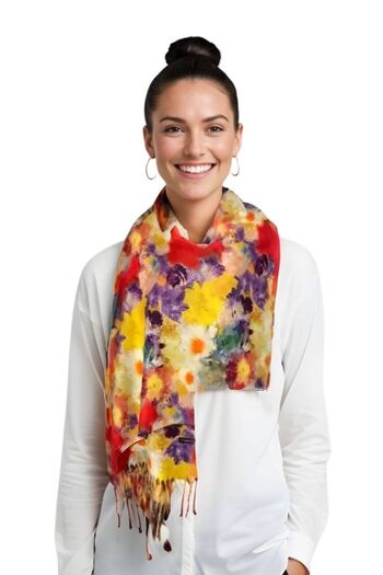 DACSHOP Ladies' cashmere scarf F, red/yellow, 180 x 70 cm