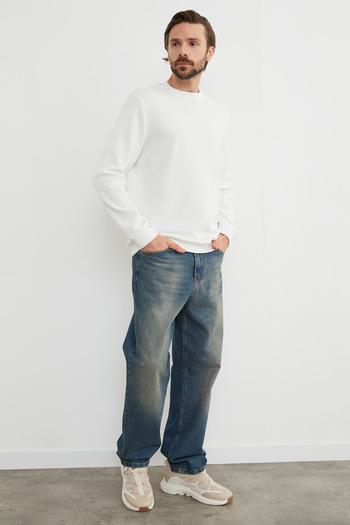 Fulla Moda Basic Corded Crew Neck Sweatshirt