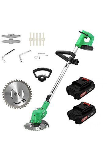 TEHNOSHOP Brushcutter with 2 rechargeable batteries 24V + 60m extendable hose