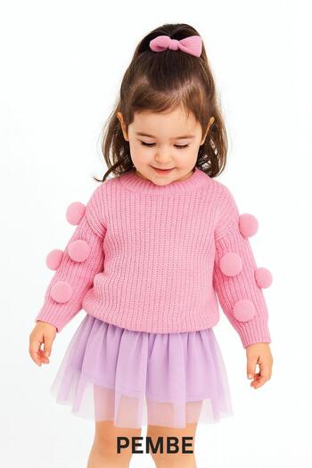 meriç bebe - bütün çocuklar melektir. mrc Birthday-Wedding-Christmas Baby Seamless Oversize Pompom Knit Sweater