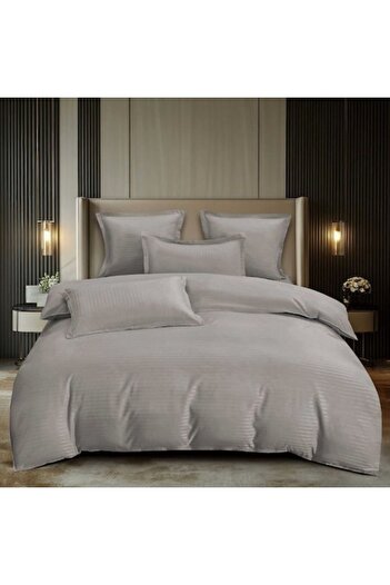 Casa de Vis Double bed linen set, satin cotton, 180 x 200 cm, 6 pieces, gray, Casa de Vis, DT-01