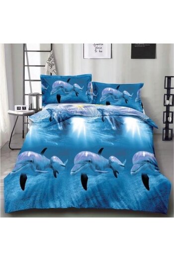 Casa de Vis Double Bed Linen Set, Satin Cotton, 180 x 200 cm, 4 Pieces, Multicolor,