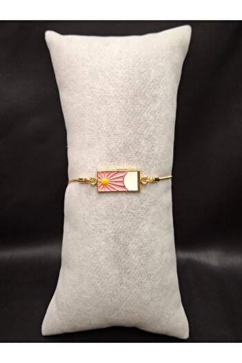 Han Ticarethane Gold Color Pink Tarot Card Model Bracelet