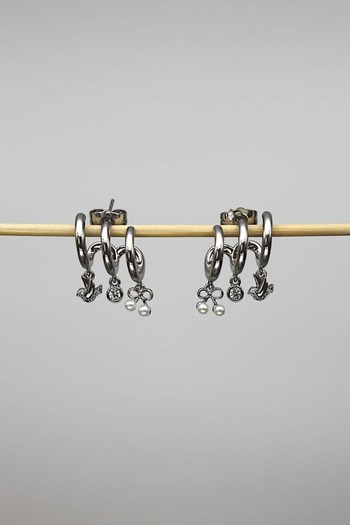 Nenya Vip Steel Triple-Looking Zircon Stone Bird and Cherry Model Earrings