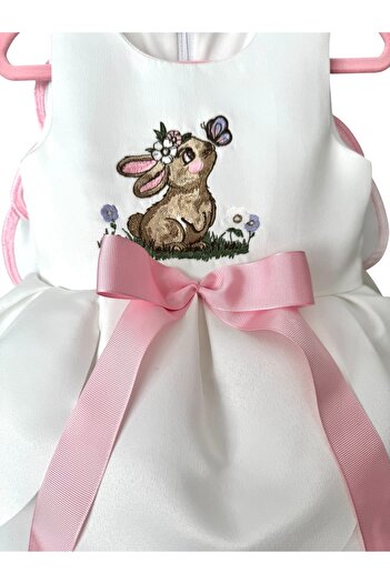 zühre balaban White Baby Girl Children's Birthday Dress with Embroidery