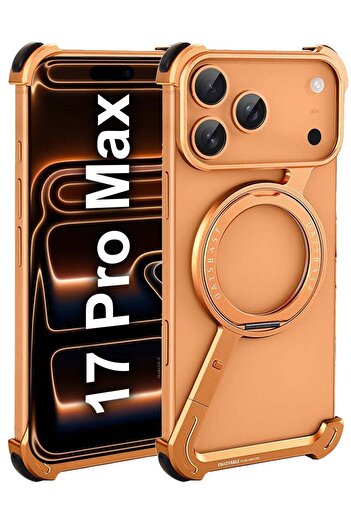 Generic غطاء هاتف بسيط لهاتف iPhone 17 Pro Max، حامل معدني من الألومنيوم بدون إطار، قابل للدوران 360 درجة