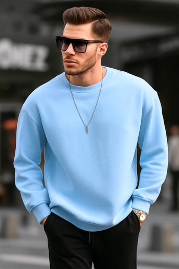 BRLKN Crew Neck Oversize Basic Men's Sweatshirt Tr4477