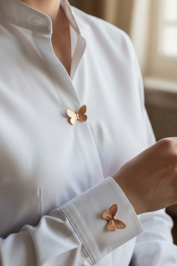 Reoona Yeni Trend Bronz Kelebek Düğme Kapağı Broş 1 Adet - Butterfly Grace