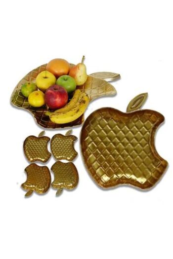 Generica Golden wooden apple-shaped serving and hospitality platter