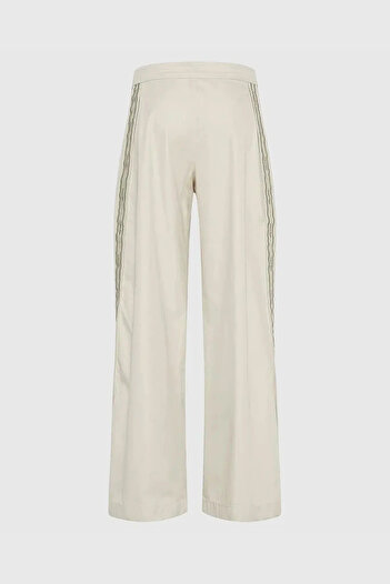 Calvin Klein Cotton Twill All over Printed Logo Striped Women's White Trousers Pants Lv044D612G-Gtr
