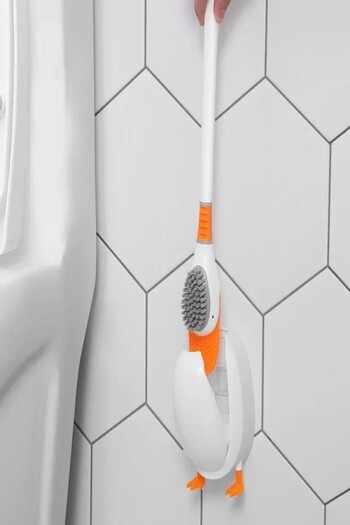 TİNEKE Silicone Toilet Bowl Detail Cleaning Brush with Duck Design and Reservoir