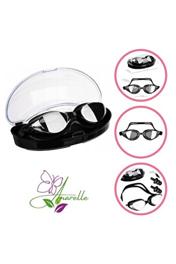 Manolex Ochelari de inot ideal pentru adulti si copii, protejeaza UV, anticeata, set complet cu dopuri