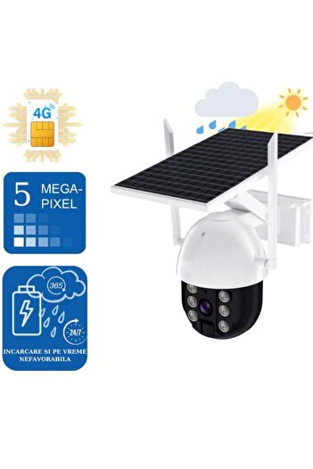 Taggo Camera De Supraveghere Cu Incarcare Solara, 4G SIM, 5MP, FullHD, 365 Zile UPTIME