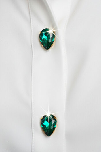 Reoona Yeni Trend Yeşil Damla Modeli Düğme Kapağı Broş 1 Adet - Emerald Teardrop