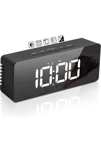 X LOT Digital Bedside Alarm Clock with Snooze, Temperature Display, Adjustable Brightness and LED Sc