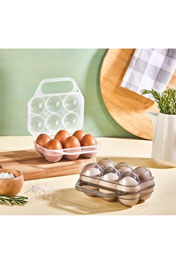 Sun Group 6x Egg Storage and Carrying Case (2 Pcs) (Transparent & Dark Transparent)