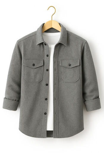 mavisima erkek giyimi Men's Gray Cashmere Lumberjack Style Shirt Jacket – Comfortable Fit New Season Winter Fashion Trend